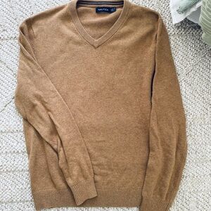 Nautica Men's V-Neck Tan Sweater